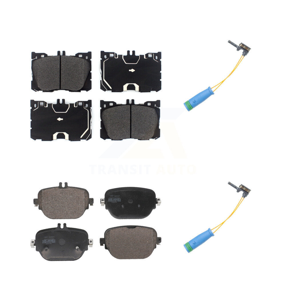 Semi-Metallic Brake Pad & Wear Sensor Front Rear Kit For Mercedes-Benz E400 E450