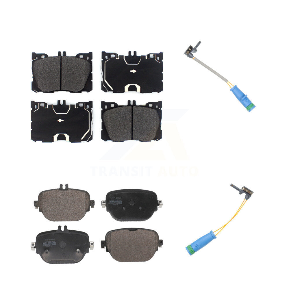 Semi-Metallic Brake Pad And Wear Sensor Front Rear Kit For Mercedes-Benz E53 AMG