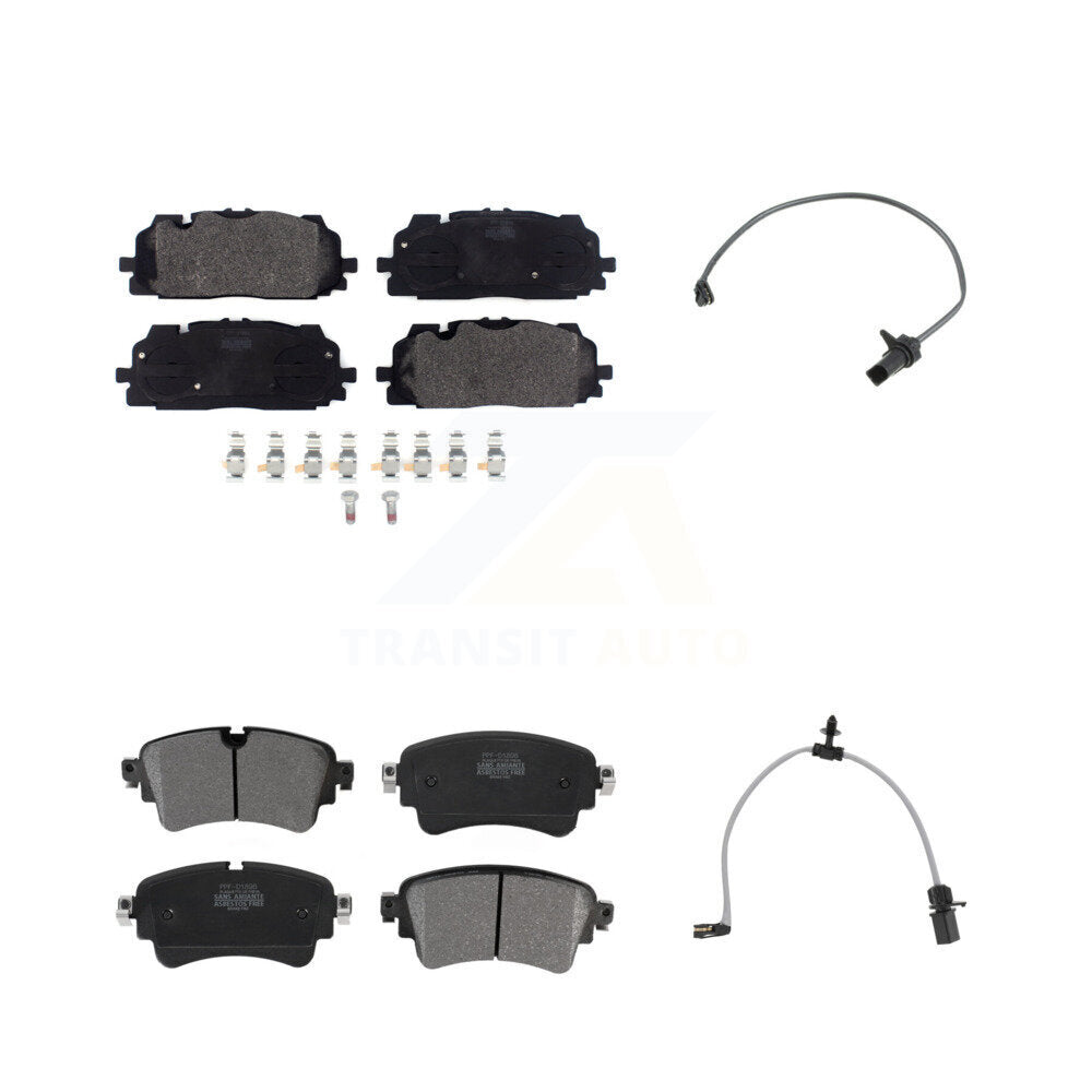 Semi-Metallic Disc Brake Pad & Wear Sensor Front Rear Kit For Audi A6 Quattro A7