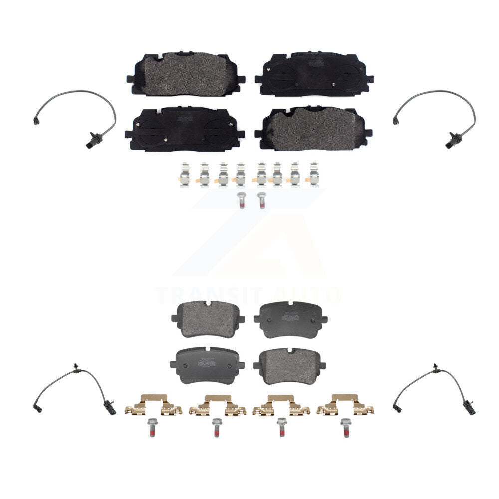 Semi-Metallic Brake Pad And Wear Sensor Front Rear Kit For Audi Q7 Q8 A8 Quattro