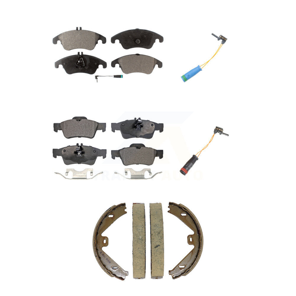 Semi-Metallic Brake Pads Extra Wear Sensor Front Rear Kit For Mercedes-Benz E400