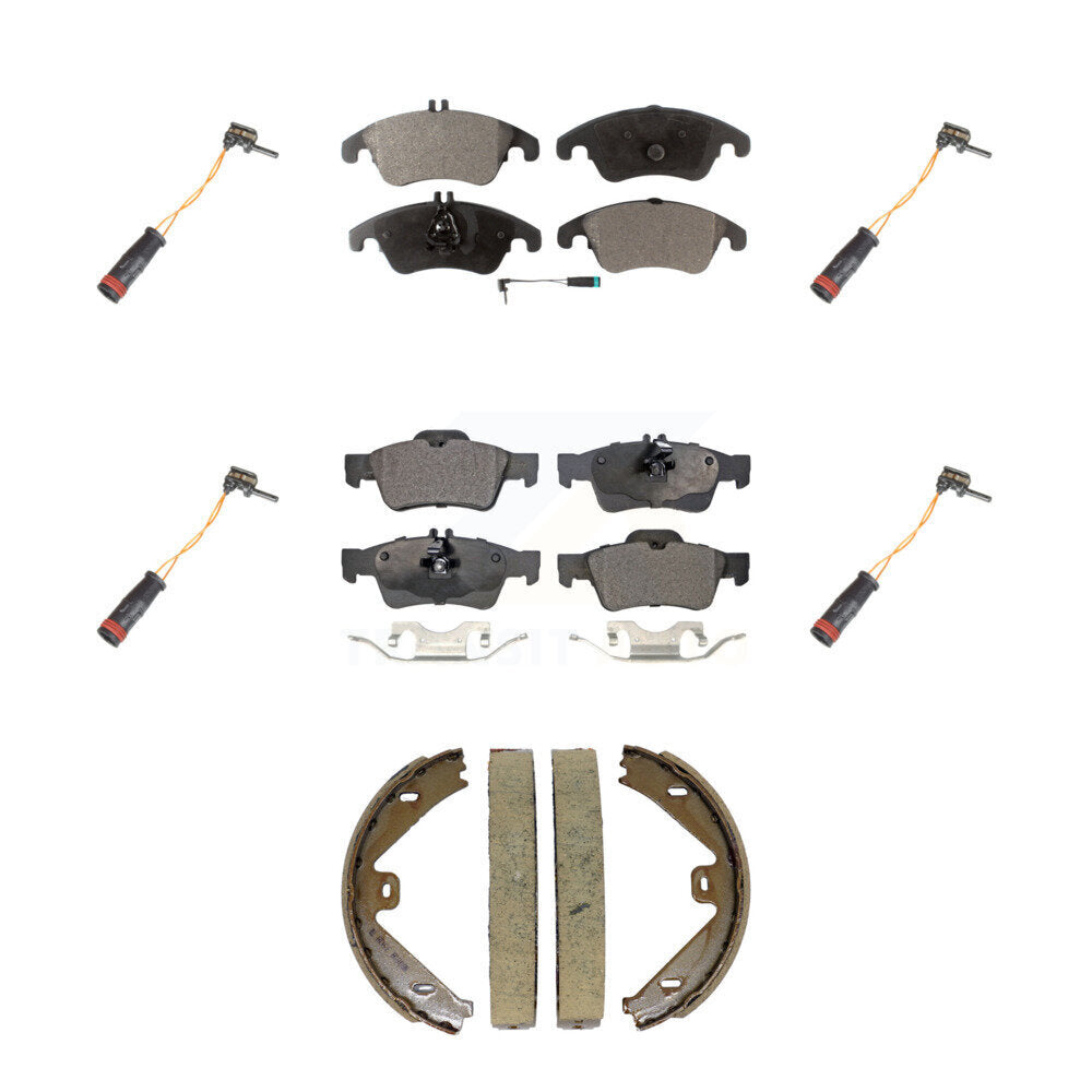 Semi-Metallic Brake Pad Extra Wear Sensor Front Rear Kit (7Pc) For Mercedes-Benz