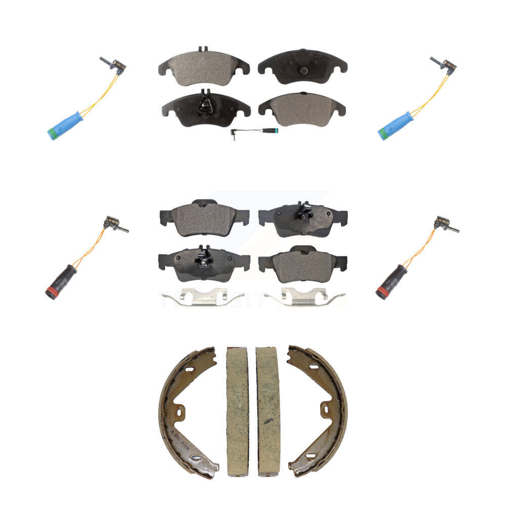 Semi-Metallic Brake Pads Extra Wear Sensor Front Rear Kit For Mercedes-Benz E400
