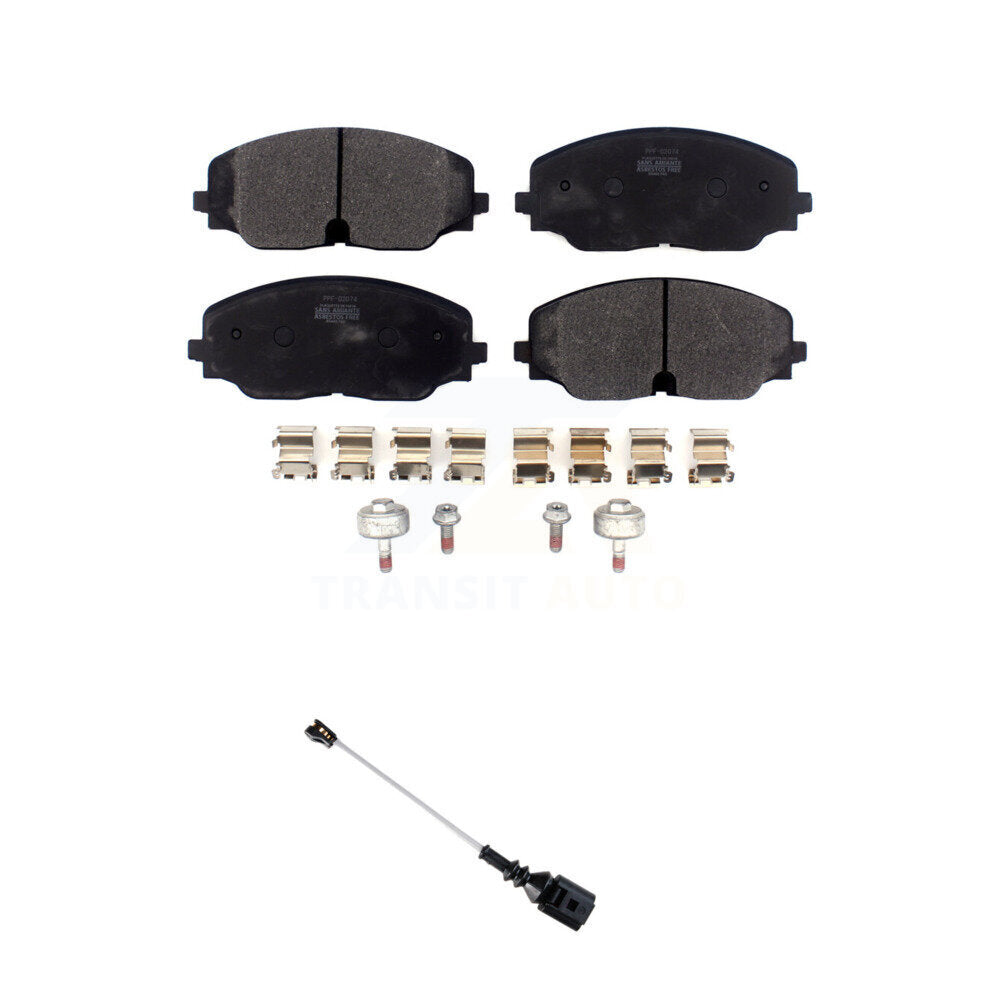 Semi-Metallic Brake Pad & Wear Sensor Front Kit For Volkswagen Atlas Cross Sport