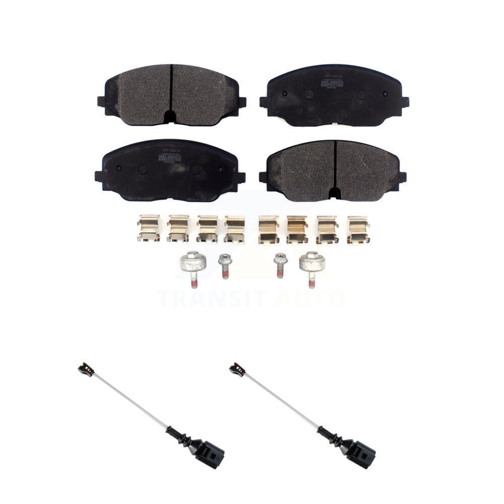 Semi-Metallic Brake Pad & Wear Sensor Front Kit For Volkswagen Atlas Cross Sport