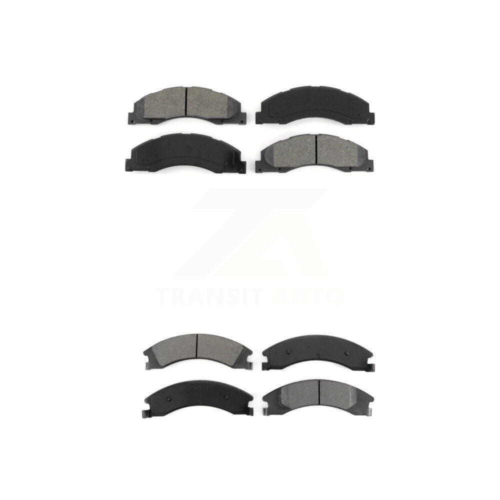 Semi-Metallic Brake Pads Front Rear Kit For Ford E-350 Super Duty E-250 E-150
