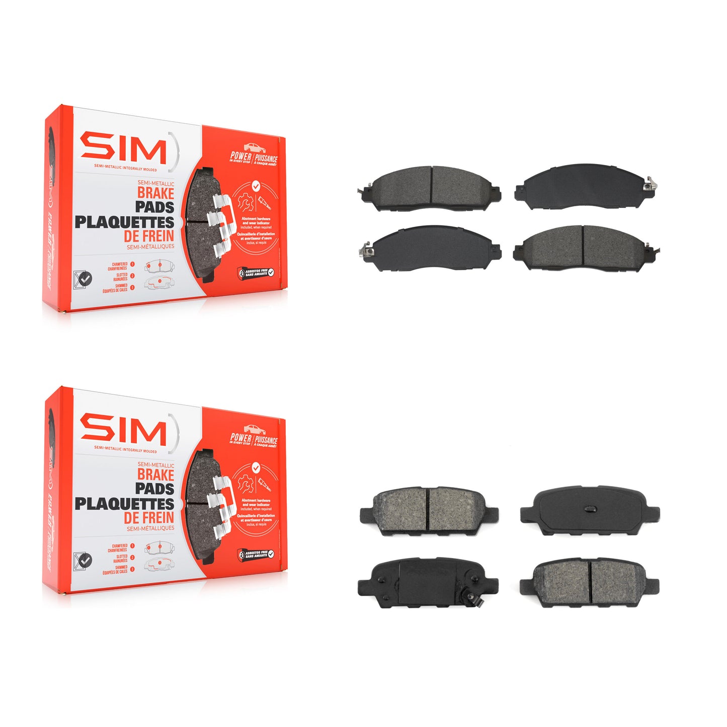Semi-Metallic Brake Pads Front Rear Kit For Nissan LEAF