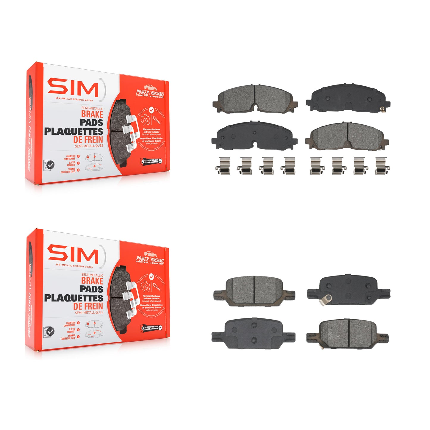 Semi-Metallic Brake Pads Front Rear Kit For Chevrolet Colorado GMC Canyon