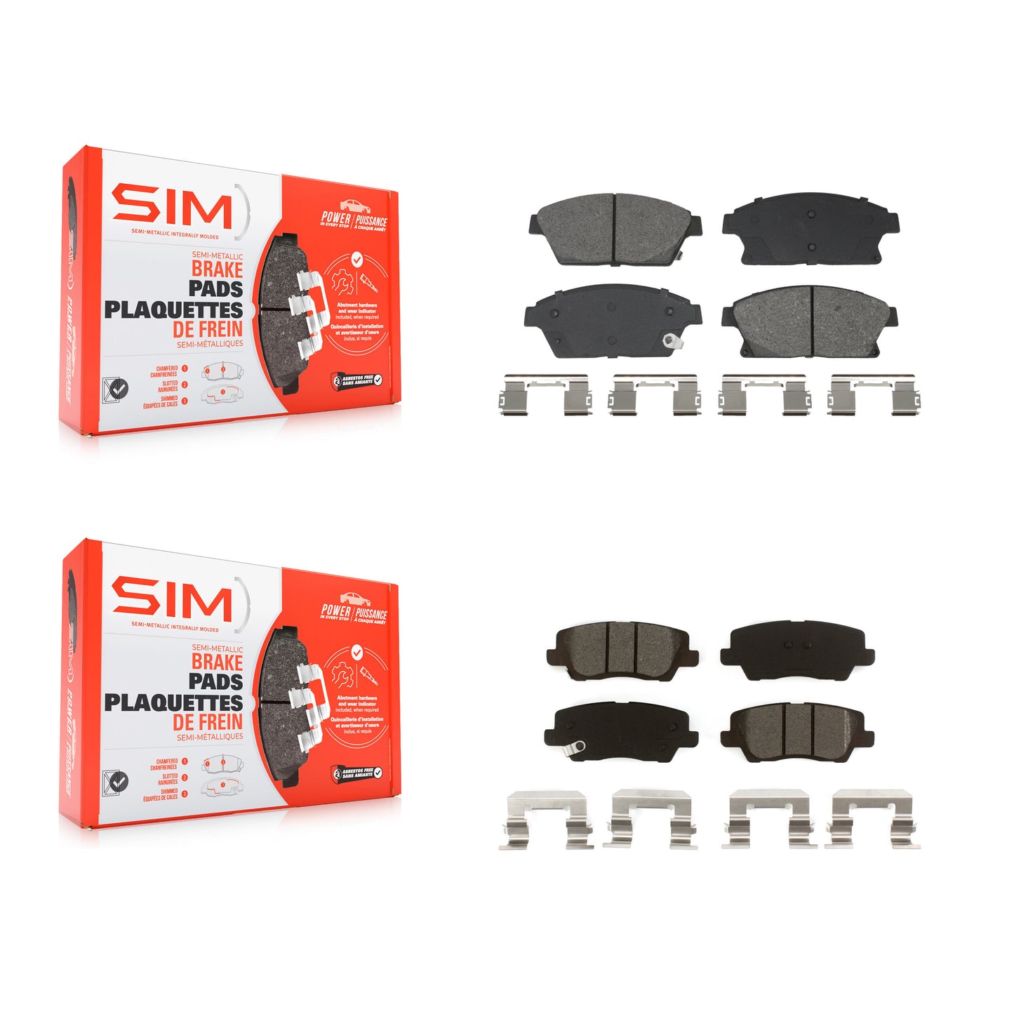 Semi-Metallic Brake Pads Front Rear Kit For Cadillac ATS