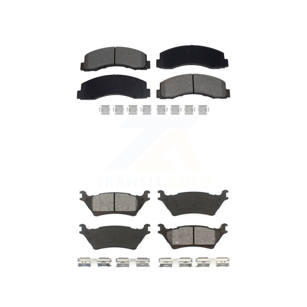 Semi-Metallic Brake Pads Front Rear Kit For Ford F-150 With Manual Parking