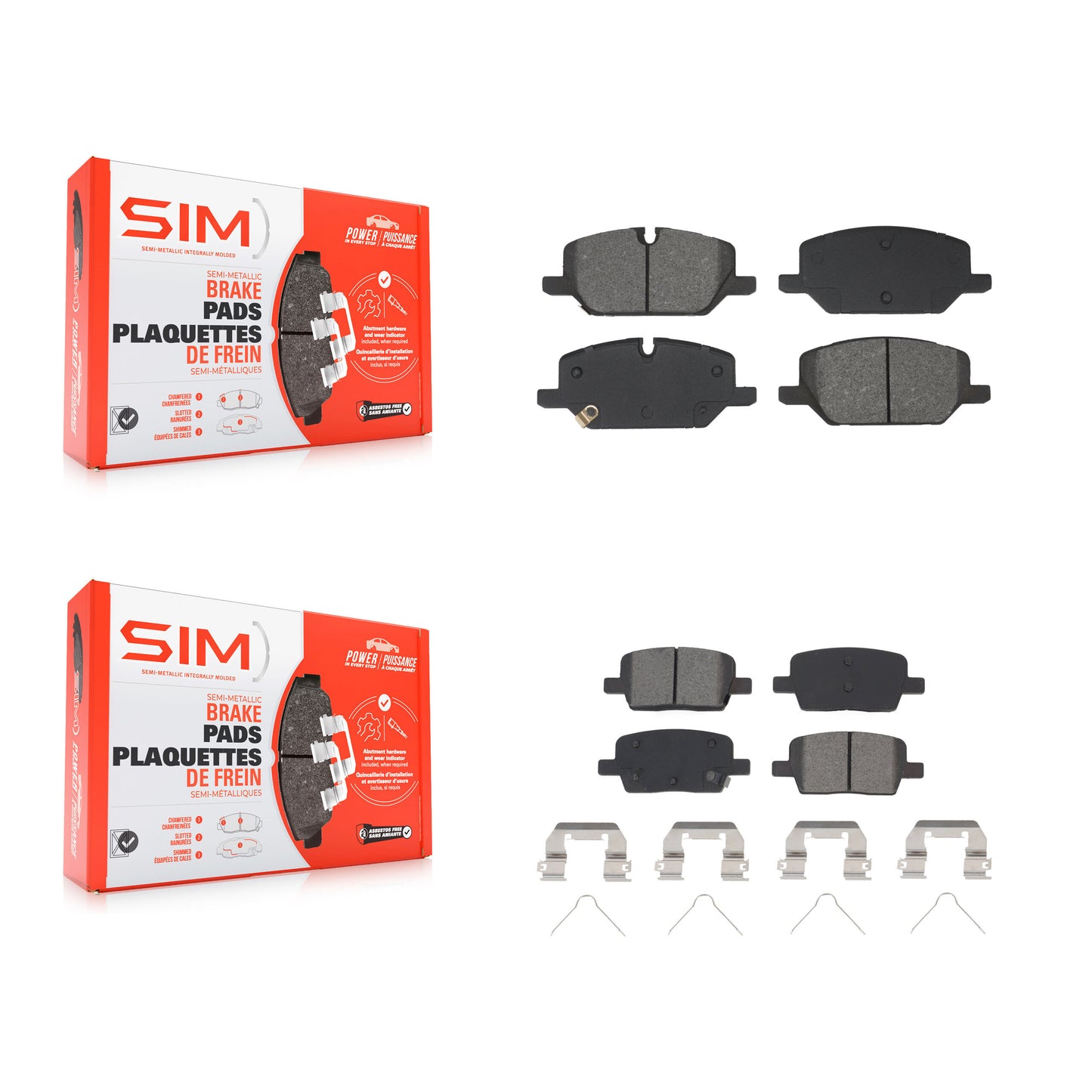 Semi-Metallic Brake Pads Front Rear Kit For 2021-2022 Chevrolet Camaro LT/LT1/LS