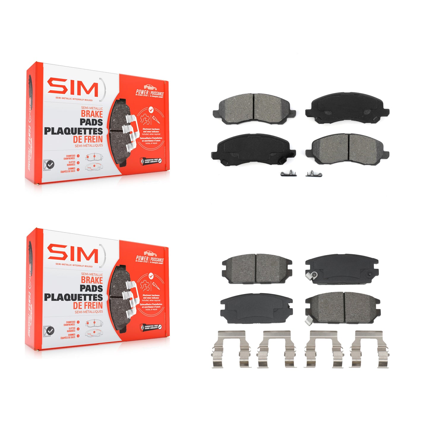 Semi-Metallic Brake Pads Front Rear Kit For Mitsubishi Eclipse Galant
