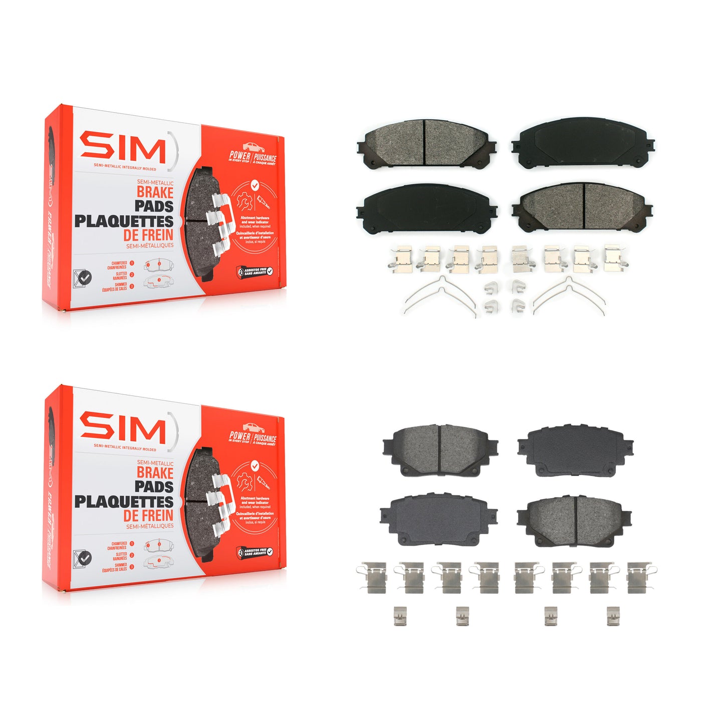 Semi-Metallic Brake Pads Front Rear Kit For Toyota Highlander Sienna Lexus RAV4