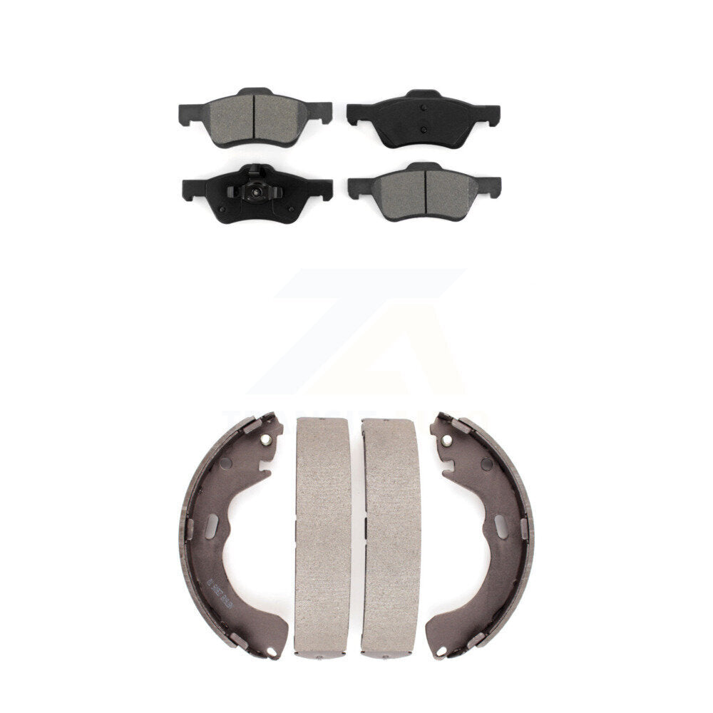Semi-Metallic Brake Pads Drum Shoes Front Rear Kit For Ford Escape Mazda Tribute