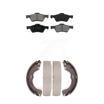 Semi-Metallic Brake Pads Drum Shoes Front Rear Kit For Ford Escape Mazda Tribute