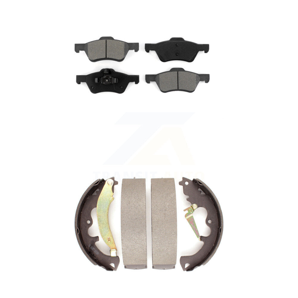 Semi-Metallic Brake Pads Drum Shoes Front Rear Kit For Ford Escape Mazda Tribute