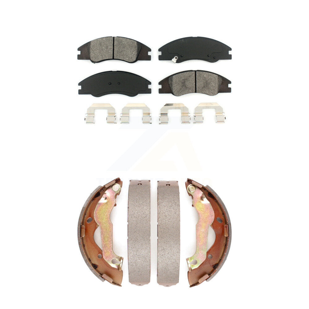 Semi-Metallic Brake Pads And Drum Shoes Front Rear Kit For 2007-2009 Kia Spectra