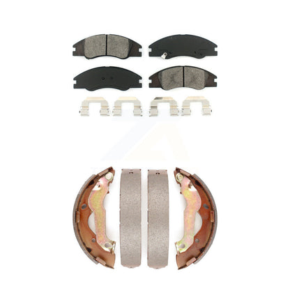 Semi-Metallic Brake Pads And Drum Shoes Front Rear Kit For 2007-2009 Kia Spectra