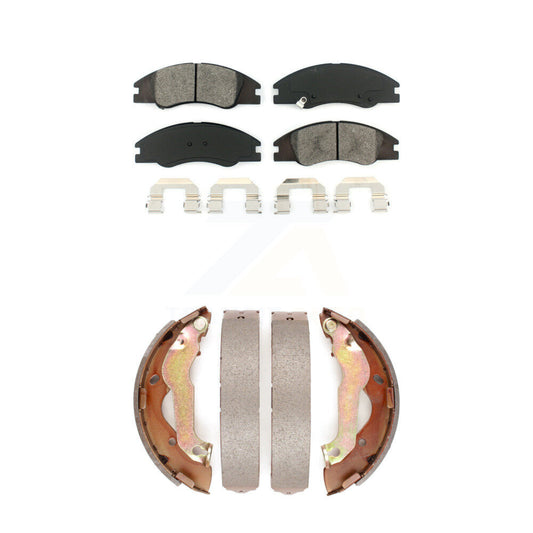 Semi-Metallic Brake Pads And Drum Shoes Front Rear Kit For 2007-2009 Kia Spectra