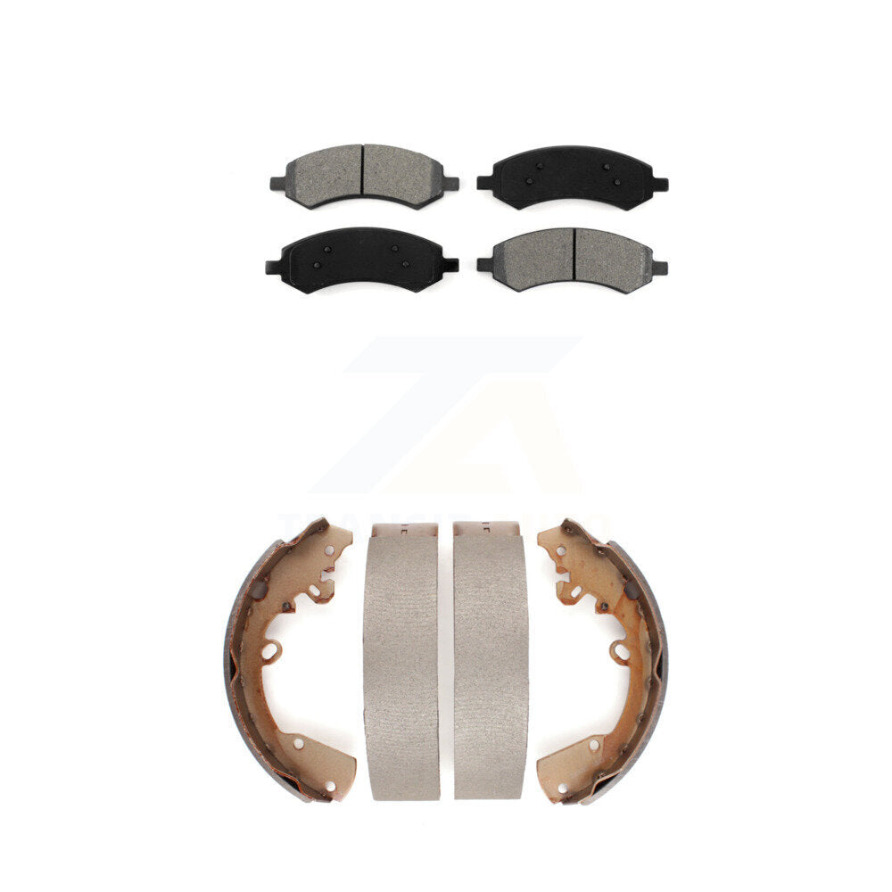 Semi-Metallic Brake Pads & Drum Shoes Front Rear Kit For Dakota Dodge Ram Raider