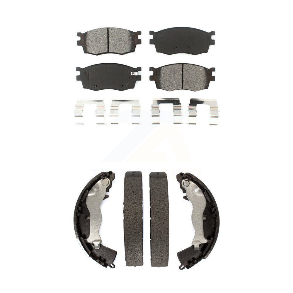 Semi-Metallic Brake Pads And Drum Shoe Front Rear Kit For Hyundai Accent Kia Rio