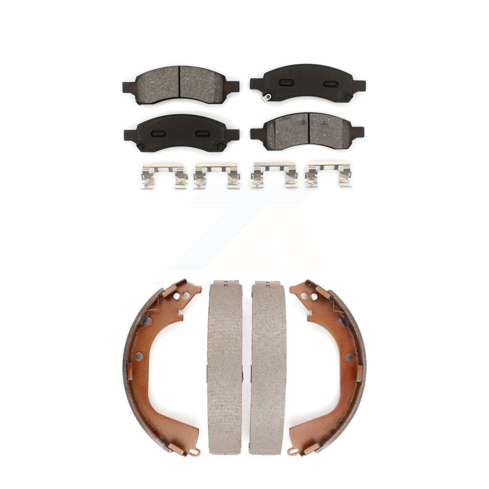 Semi-Metallic Brake Pads And Drum Shoe Front Rear Kit For Chevrolet Colorado GMC