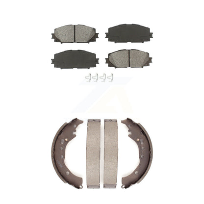 Semi-Metallic Brake Pads & Drum Shoes Front Rear Kit For Toyota Prius C Scion iQ