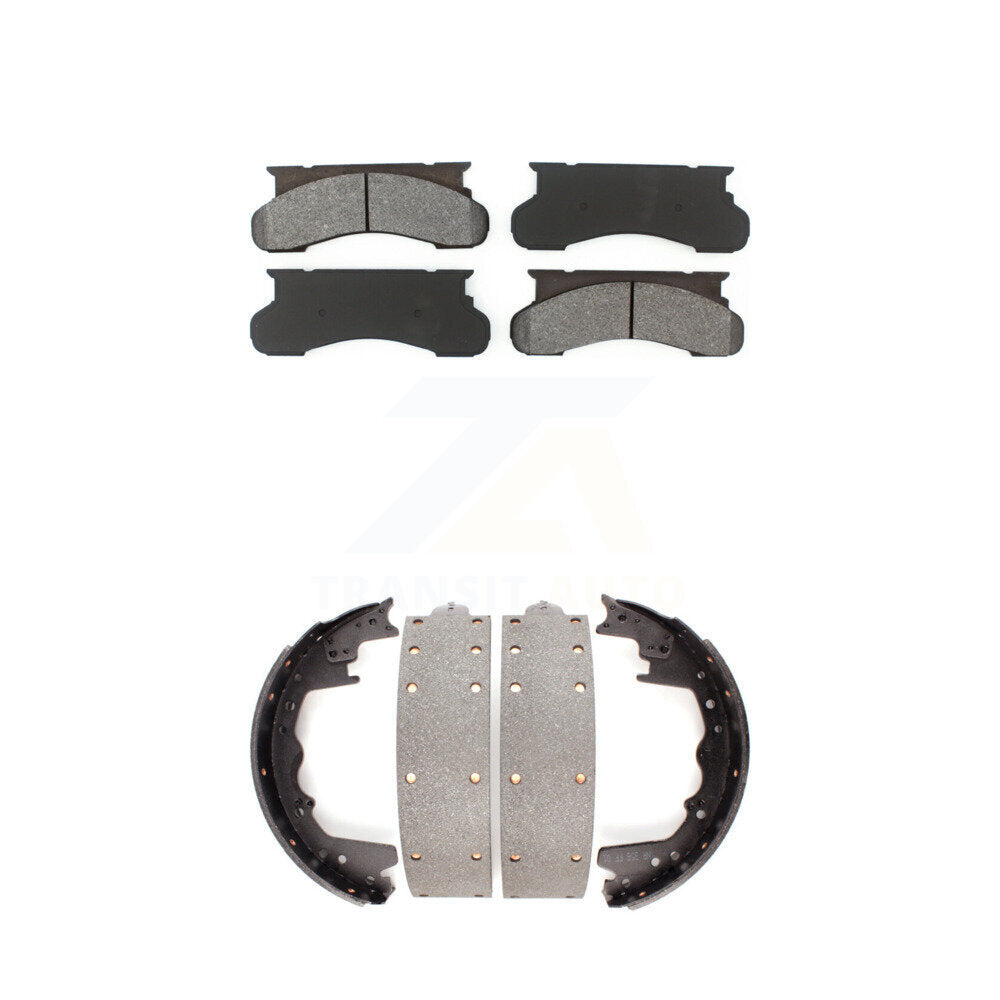 Semi-Metallic Brake Pads Drum Shoe Front Rear Kit For Ford E-350 Econoline F-250