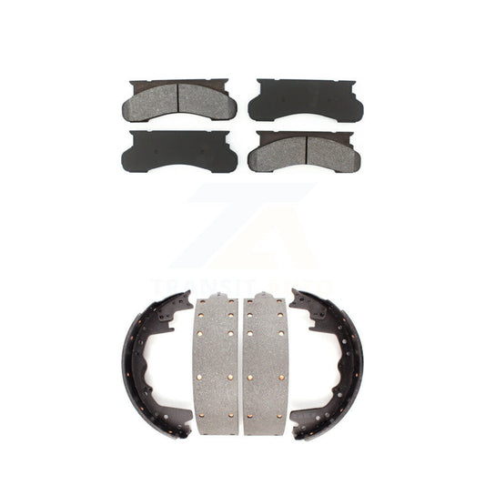 Semi-Metallic Brake Pads Drum Shoe Front Rear Kit For Ford E-350 Econoline F-250