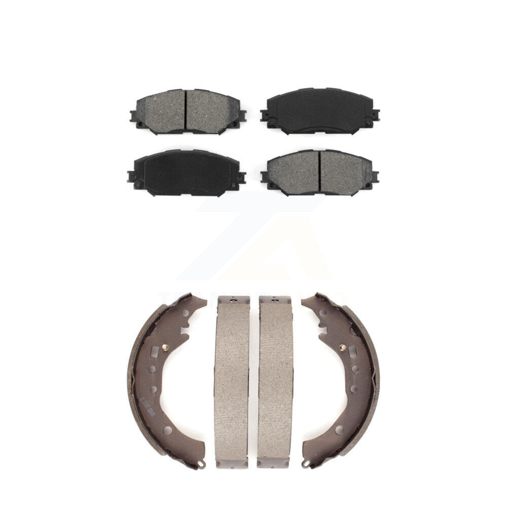 Semi-Metallic Brake Pads & Drum Shoes Front Rear Kit For Toyota Corolla Scion xD