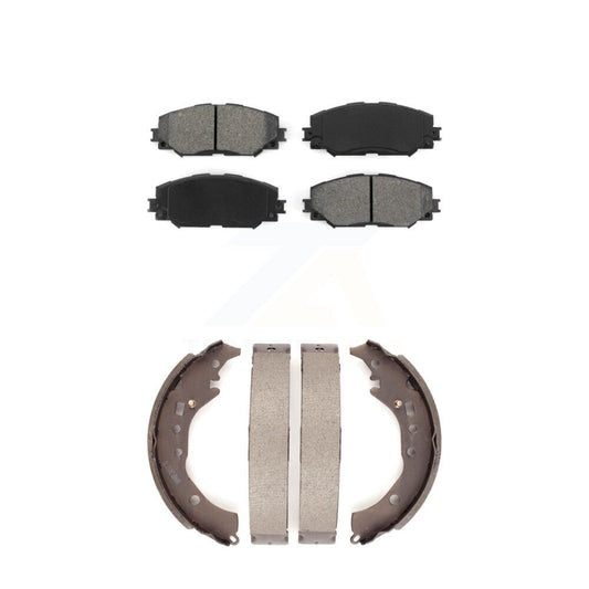 Semi-Metallic Brake Pads & Drum Shoes Front Rear Kit For Toyota Corolla Scion xD