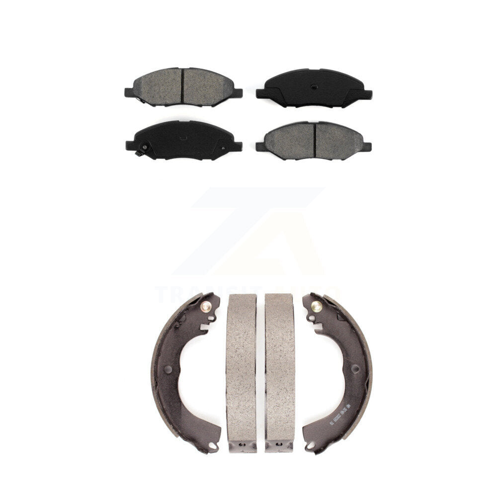 Semi-Metallic Brake Pads & Drum Shoes Front Rear Kit For 09-11 Nissan Versa 1.6L