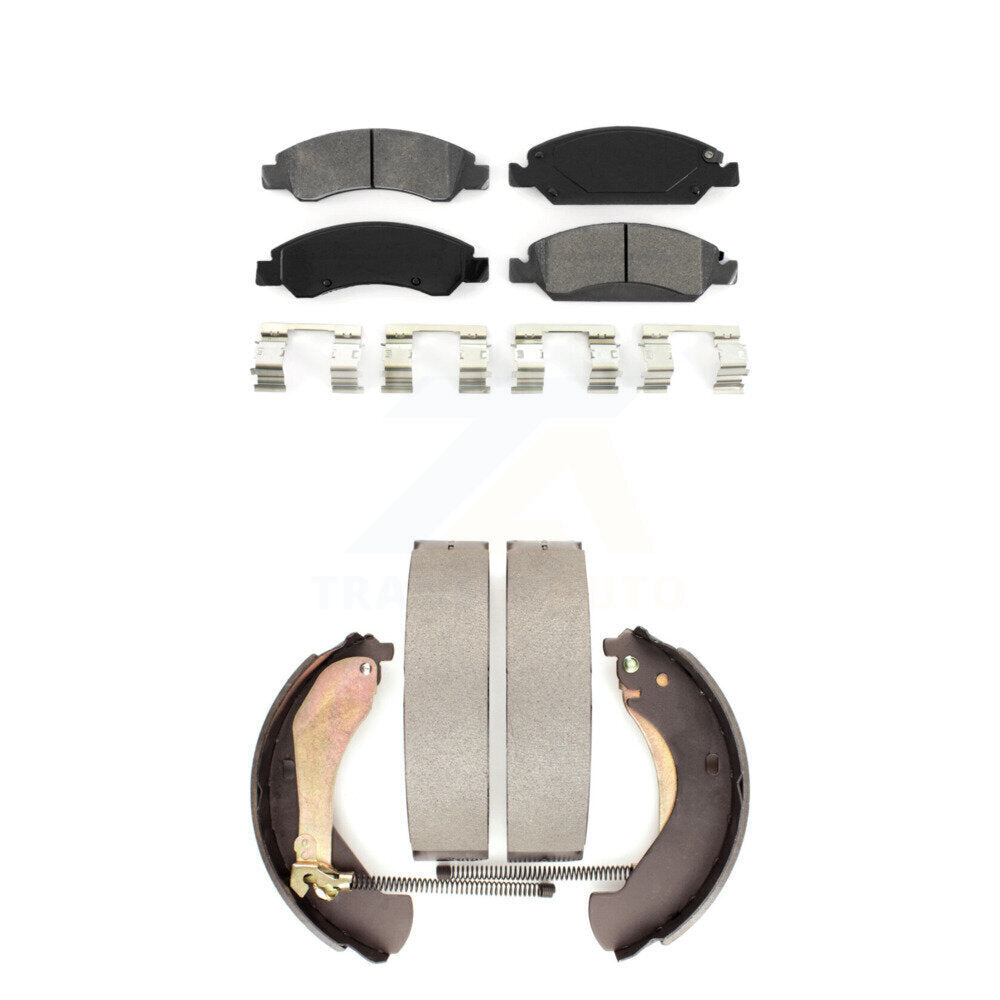 Semi-Metallic Brake Pads & Drum Shoes Front Rear Kit For Chevrolet GMC Silverado