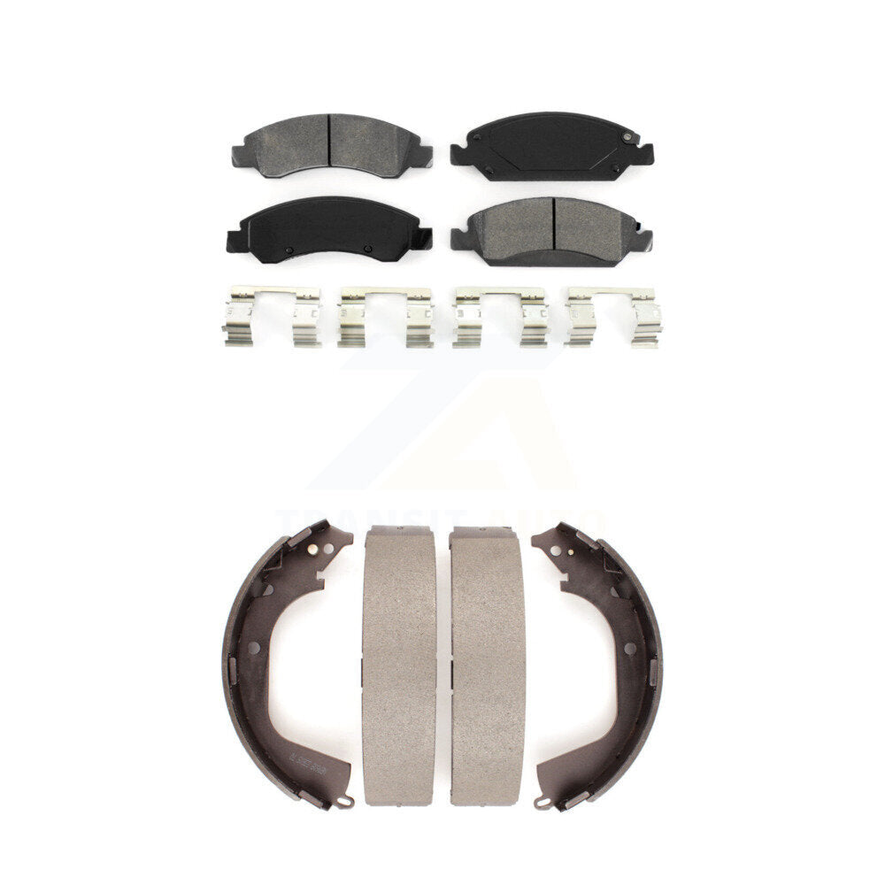 Semi-Metallic Brake Pads Drum Shoes Front Rear Kit For GMC Sierra 1500 Chevrolet