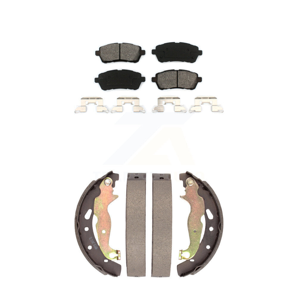 Semi-Metallic Brake Pads And Drum Shoes Front Rear Kit For 2011-2014 Mazda 2