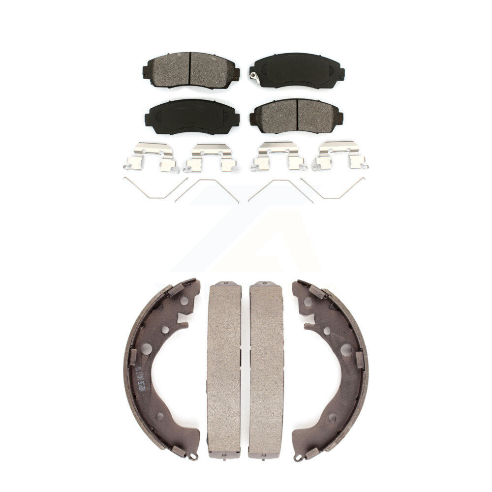 Semi-Metallic Brake Pads And Drum Shoes Front Rear Kit For Honda Civic