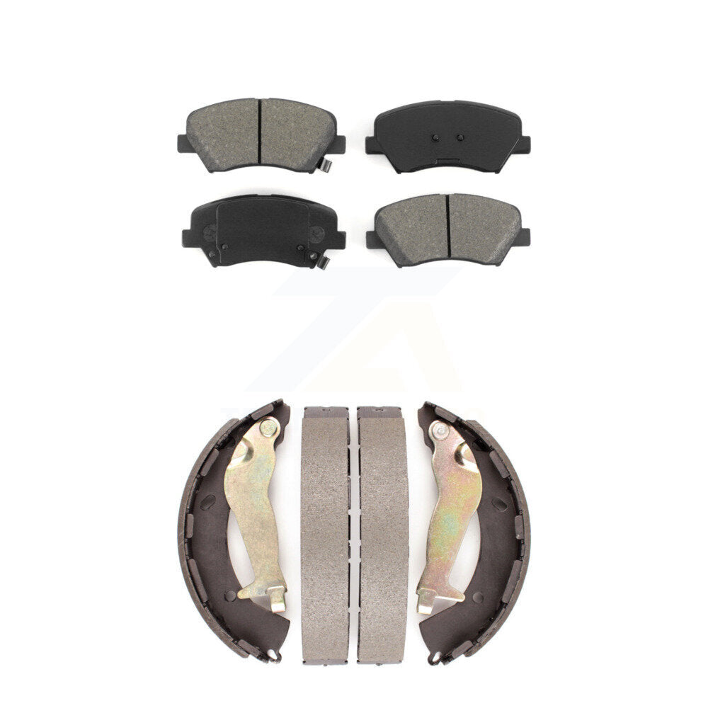 Semi-Metallic Brake Pads And Drum Shoe Front Rear Kit For Hyundai Accent Kia Rio