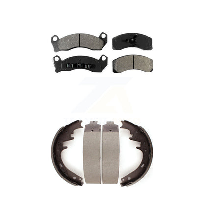Semi-Metallic Brake Pads Drum Shoes Front Rear Kit For Lincoln Town Car Ford LTD