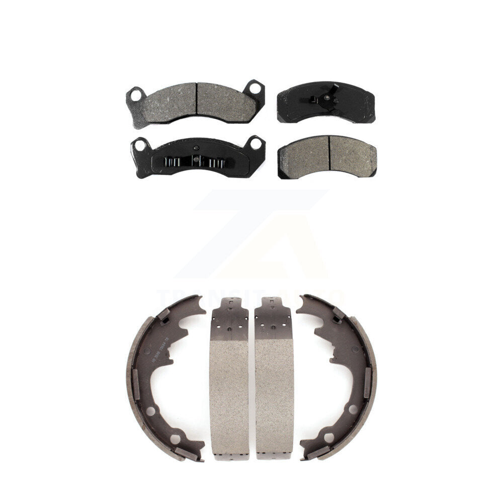 Semi-Metallic Brake Pads & Drum Shoe Front Rear Kit For Ford Mustang Thunderbird
