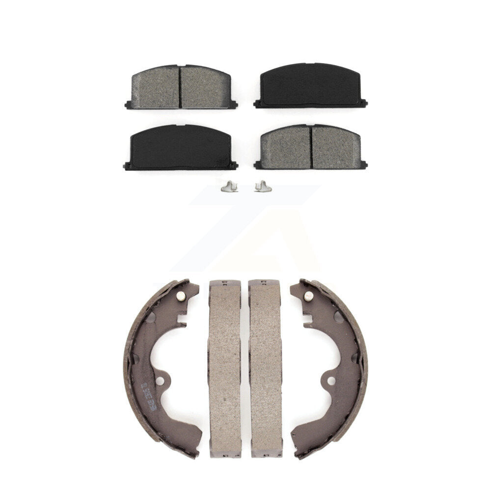 Semi-Metallic Brake Pads And Drum Shoes Front Rear Kit For Toyota Tercel Paseo