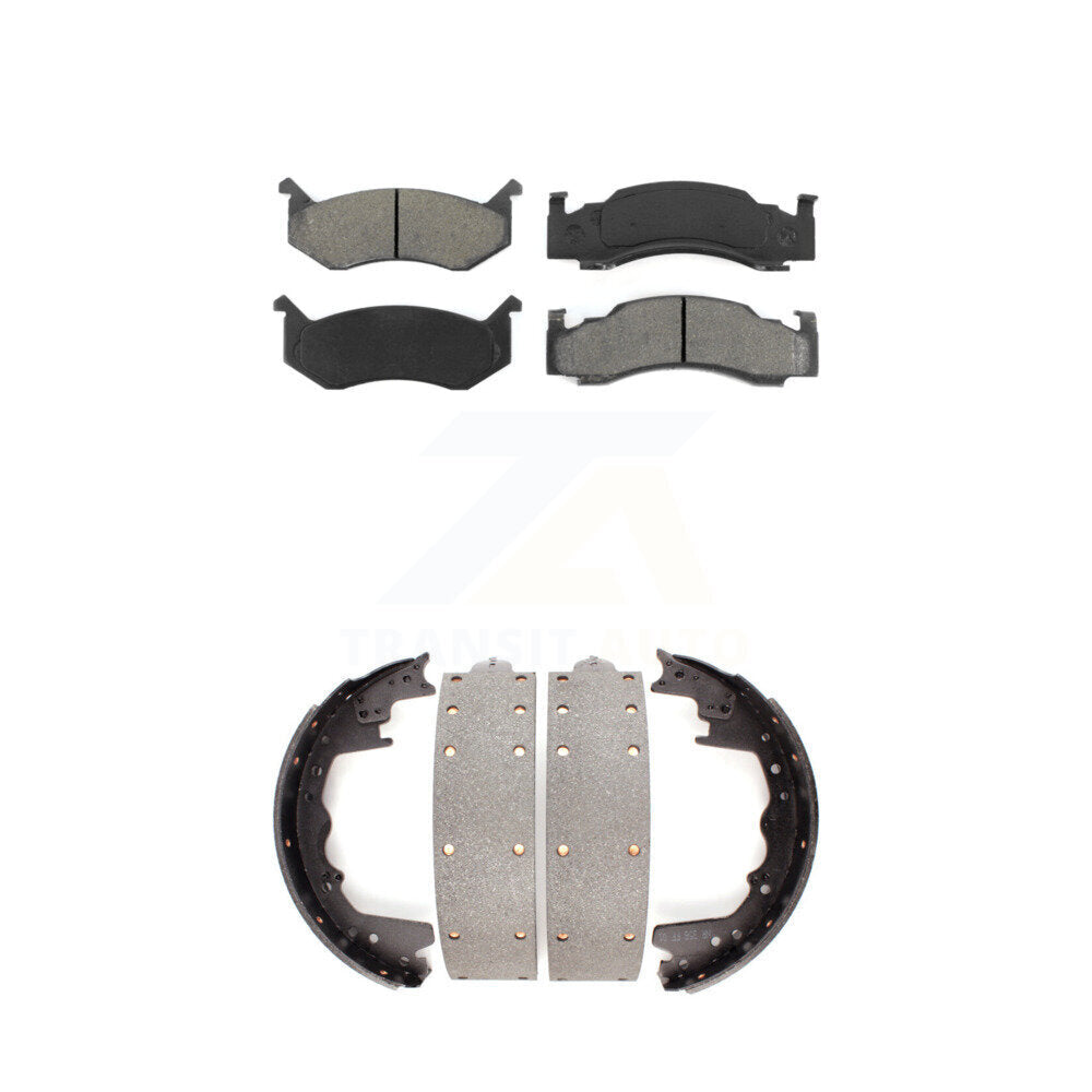 Semi-Metallic Brake Pads Drum Shoe Front Rear Kit For Dodge B250 D150 D250 B3500