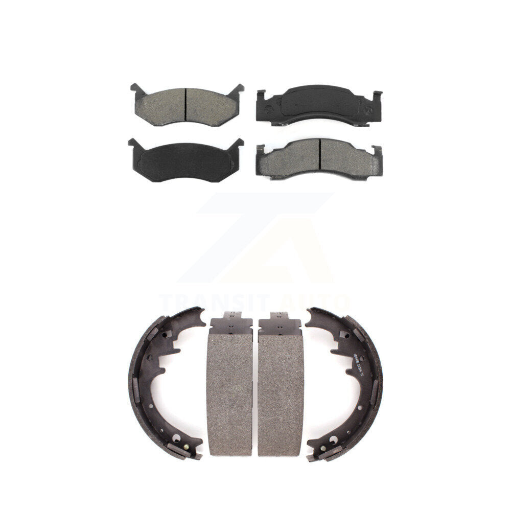 Semi-Metallic Brake Pads Drum Shoes Front Rear Kit For Dodge D150 B250 B150 W150