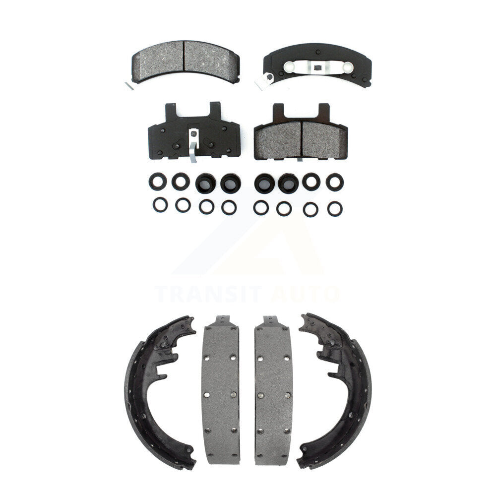 Semi-Metallic Brake Pads & Drum Shoe Front Rear Kit For Chevrolet K1500 Suburban