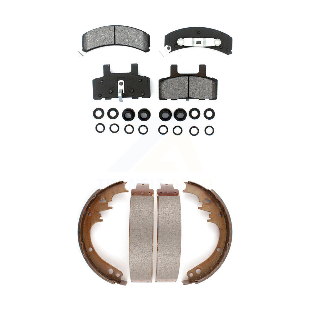 Semi-Metallic Brake Pads & Drum Shoes Front Rear Kit For Dodge Ram 1500 Cadillac
