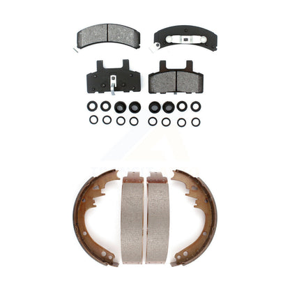 Semi-Metallic Brake Pads & Drum Shoes Front Rear Kit For Dodge Ram 1500 Cadillac
