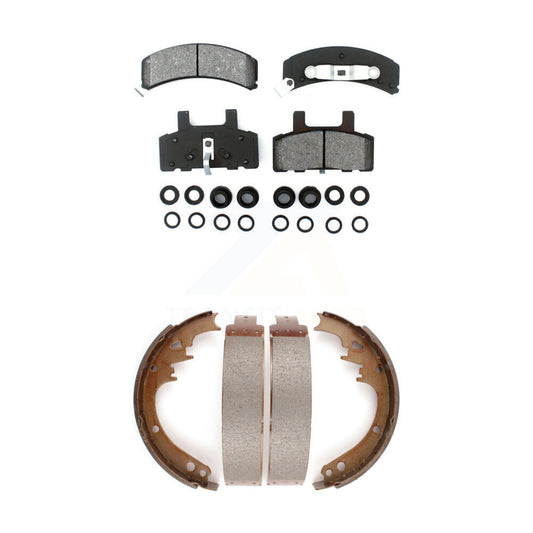 Semi-Metallic Brake Pads & Drum Shoes Front Rear Kit For Dodge Ram 1500 Cadillac