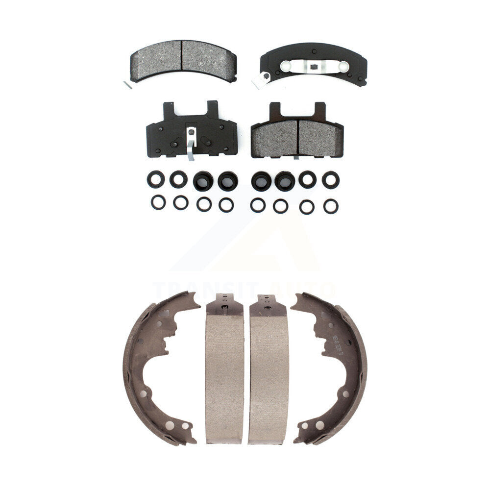 Semi-Metallic Brake Pads Drum Shoe Front Rear Kit For Chevrolet Astro GMC Safari