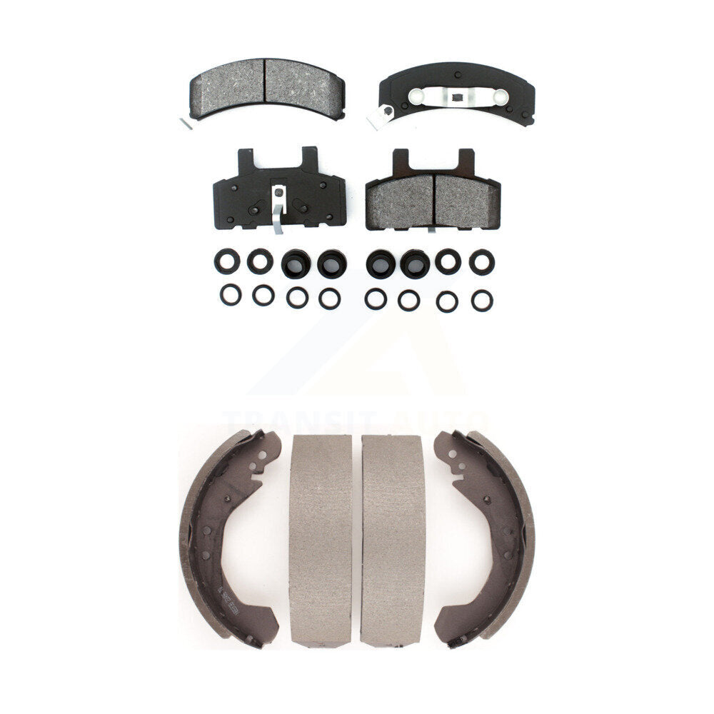 Semi-Metallic Brake Pads Drum Shoes Front Rear Kit For Chevrolet K1500 GMC C1500