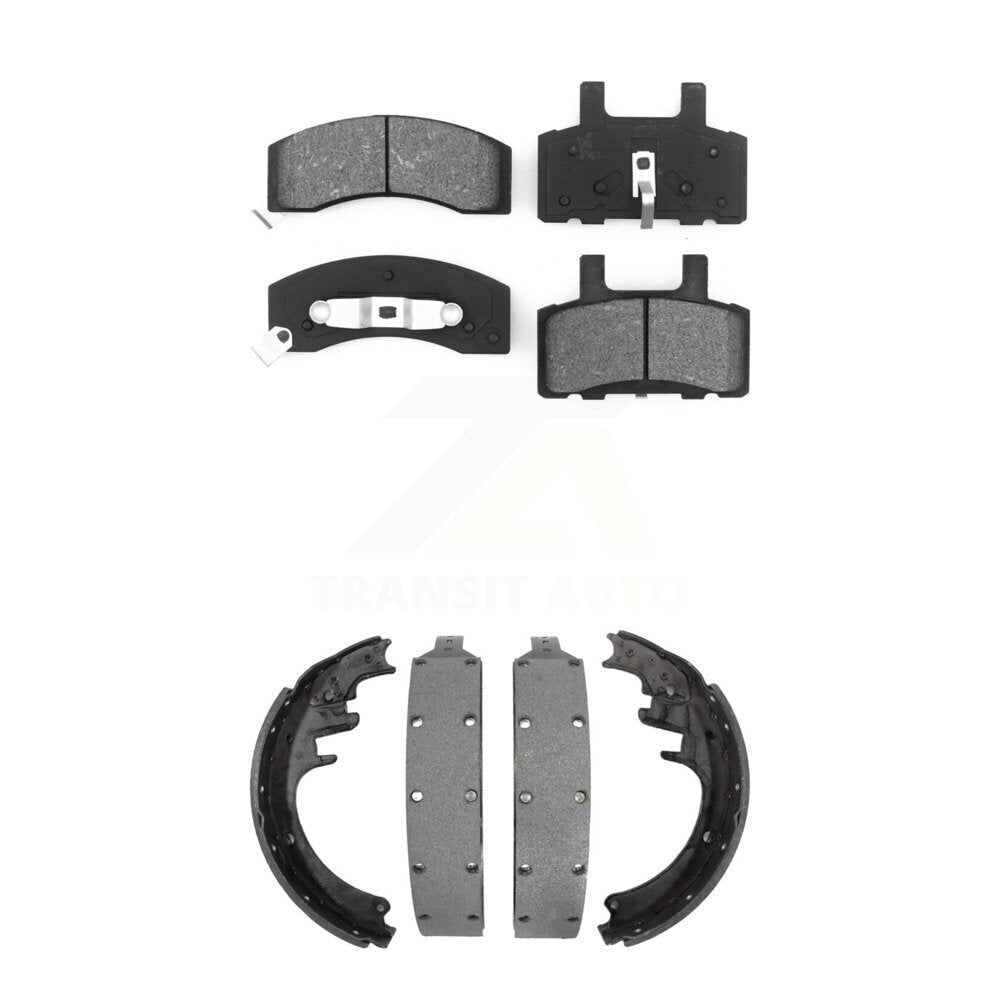 Semi-Metallic Brake Pads & Drum Shoe Front Rear Kit For Dodge Ram 2500 Chevrolet