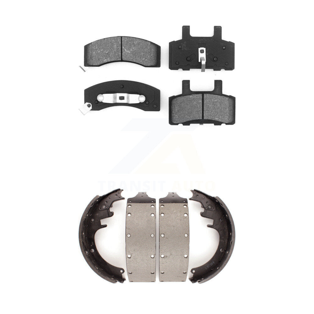 Semi-Metallic Brake Pads Drum Shoes Front Rear Kit For Chevrolet GMC K3500 Dodge